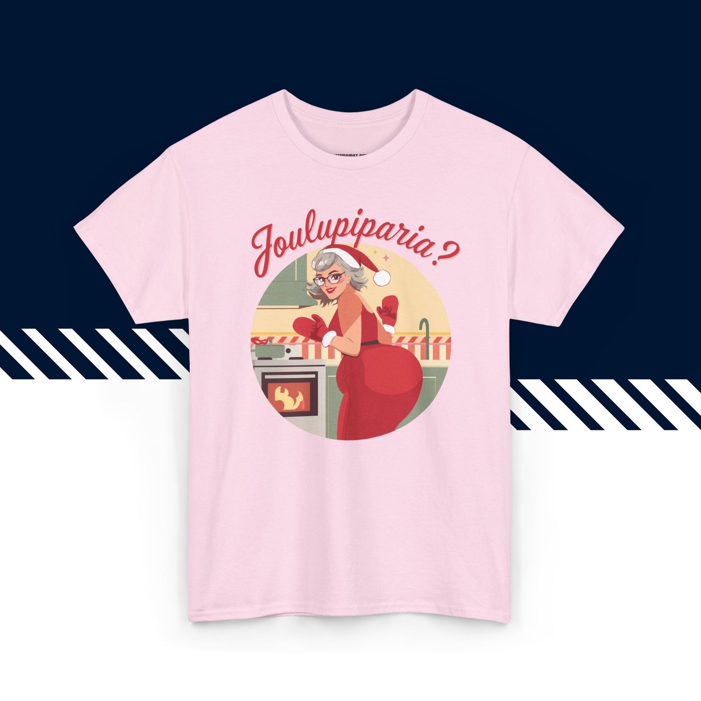 Pinkki 100% puuvillainen t-paita, hauskat paidat, Joulupiparia-tekstipainatus, unisex-malli.