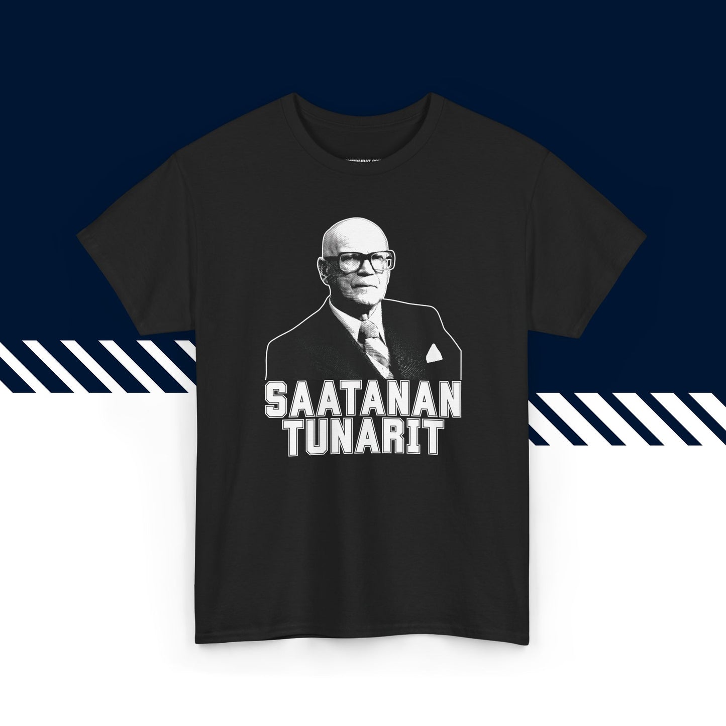 Musta 100% puuvillainen suomi paita, Saatanan tunarit -tekstipainatus, hauskat t-paidat.
