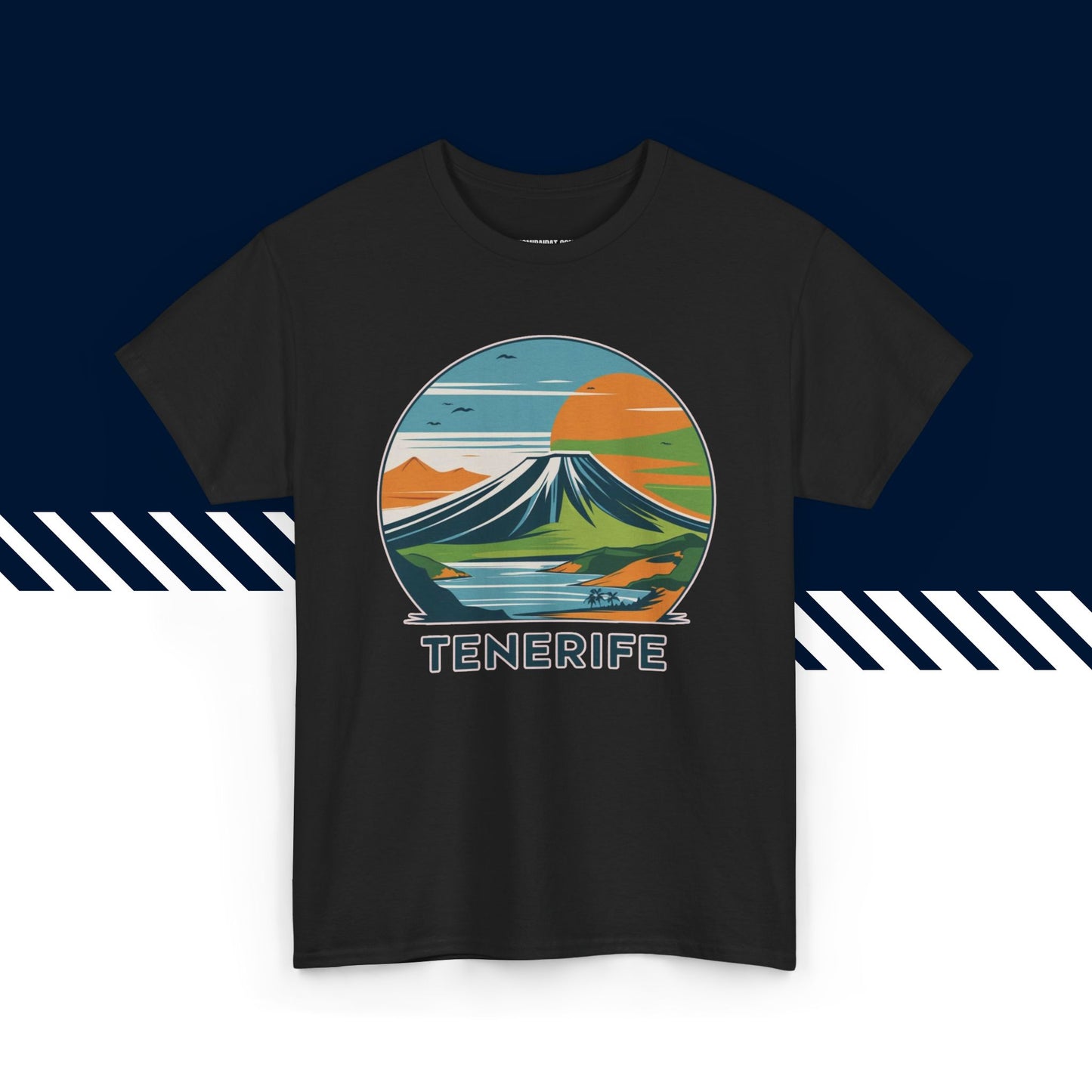 Musta 100% puuvillainen suomi paita, Tenerife-tekstipainatus, hauskat t-paidat.