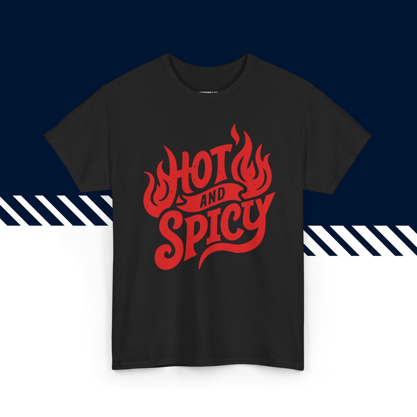 Musta 100% puuvillainen suomi paita, Hot and Spicy -tekstipainatus, hauskat t-paidat.