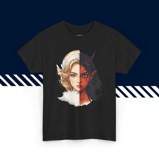 Musta puuvillainen t-paita, hauskat paidat, suomipaidat.comin Fiftyfifty-tekstipainatus, unisex-malli.