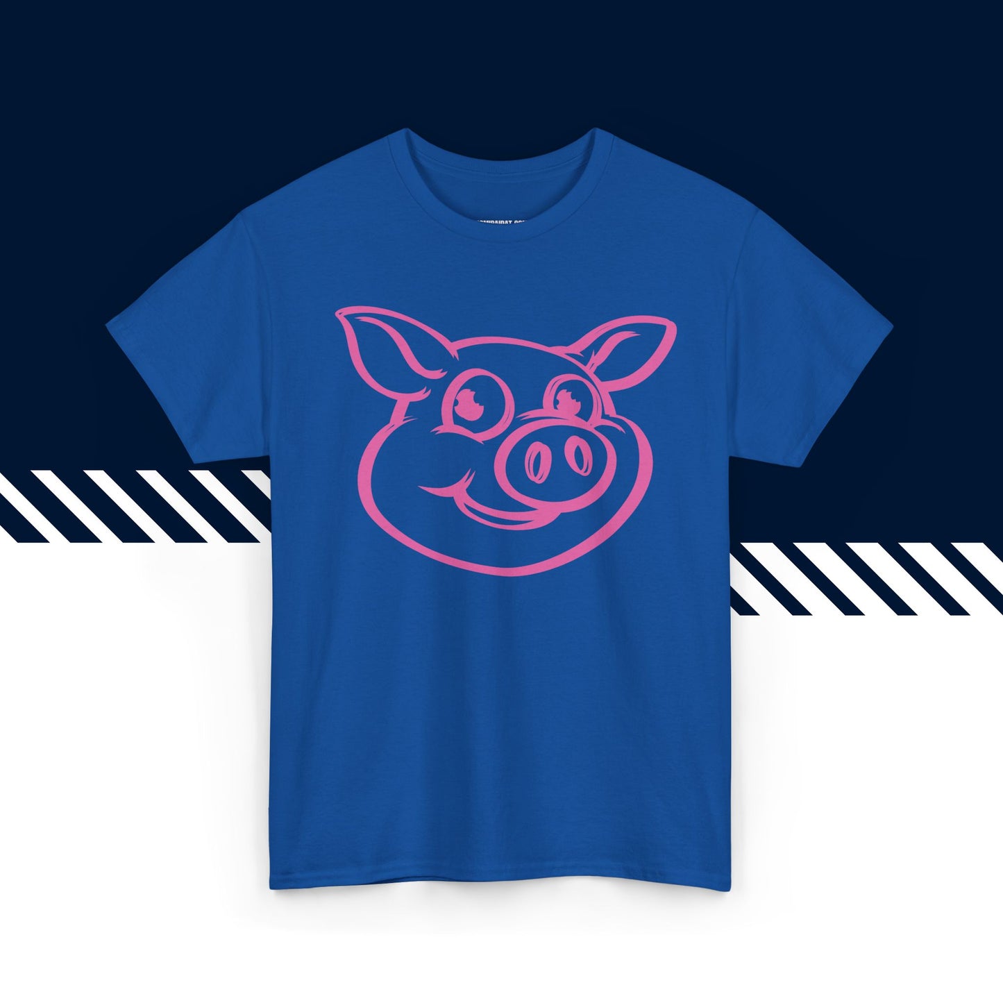 Sininen 100% puuvillainen suomi paidat, Possu-kuvio, rento malli.
