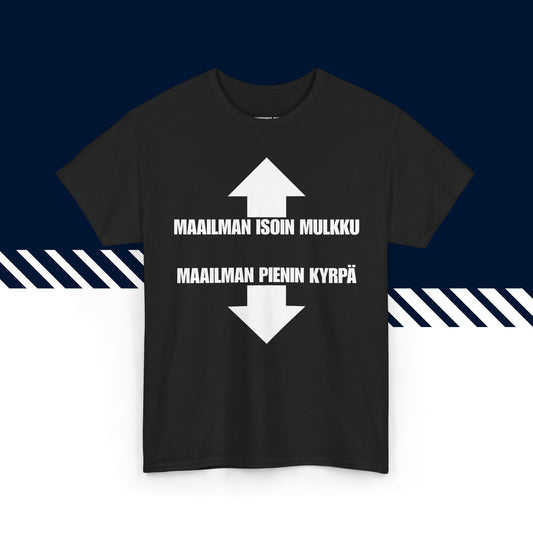 Musta 100% puuvillainen suomi paita, Iso mulkku -tekstipainatus, hauskat t-paidat, unisex.