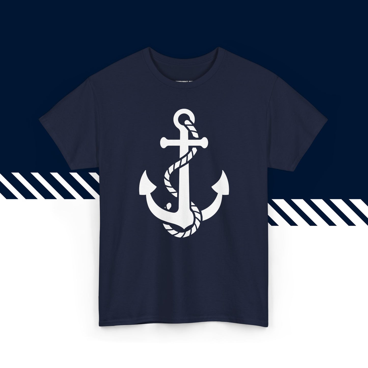 Tummansininen puuvillainen t-paita, hauskat teksti paidat, Ankkuri-kuvio, unisex-malli.
