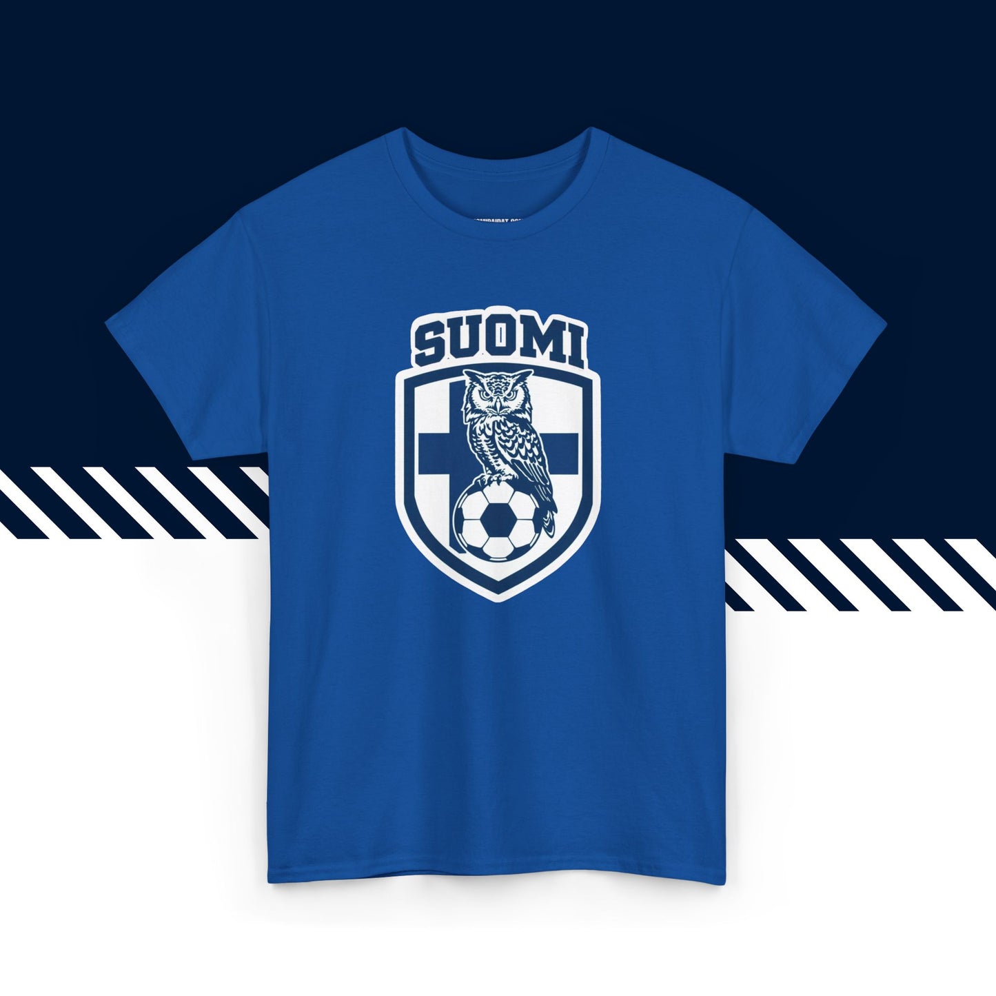 Sininen 100% puuvillainen suomi paidat, Suomifutis-tekstipainatus, rento malli.