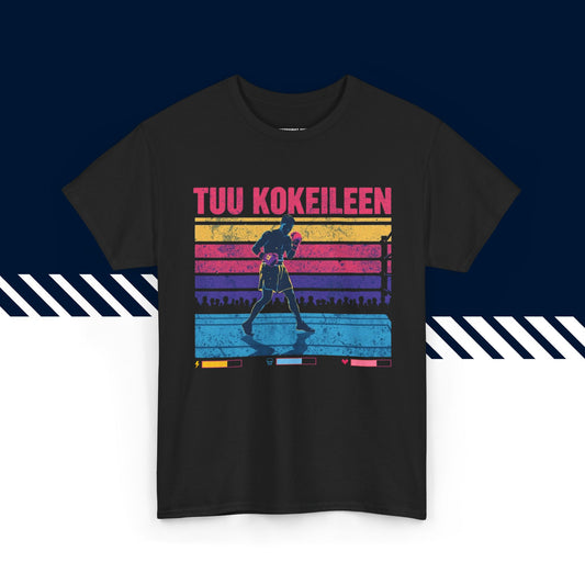 Musta 100% puuvillainen t-paita, hauskat paidat, Tuu kokeileen -tekstipainatus, unisex.