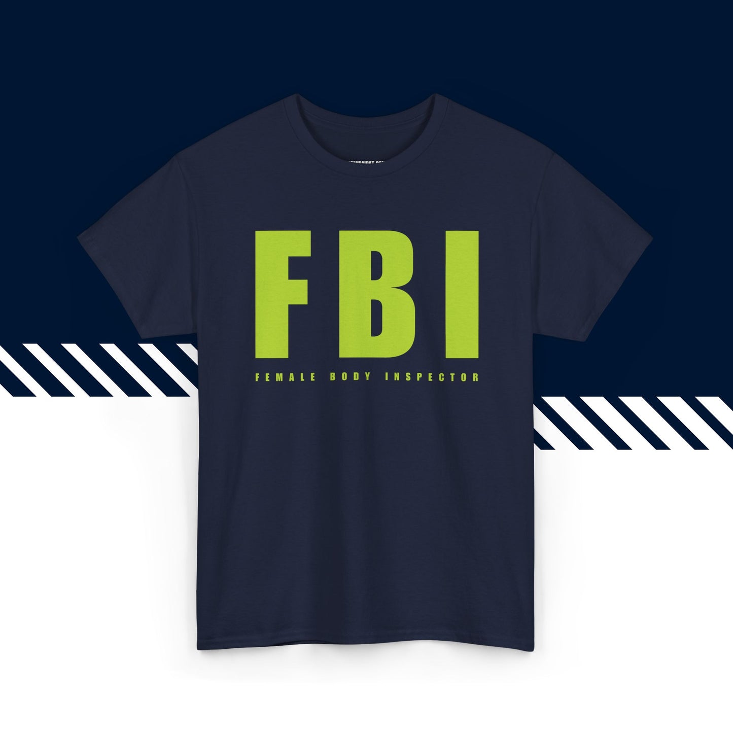 Tummansininen puuvillainen t-paita, hauskat teksti paidat, FBI-tekstipainatus, unisex-malli.