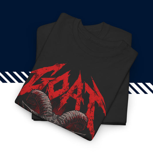 Musta puuvillainen hauskat paidat GOAT t-paita, taitettuna, 100% puuvilla, unisex.