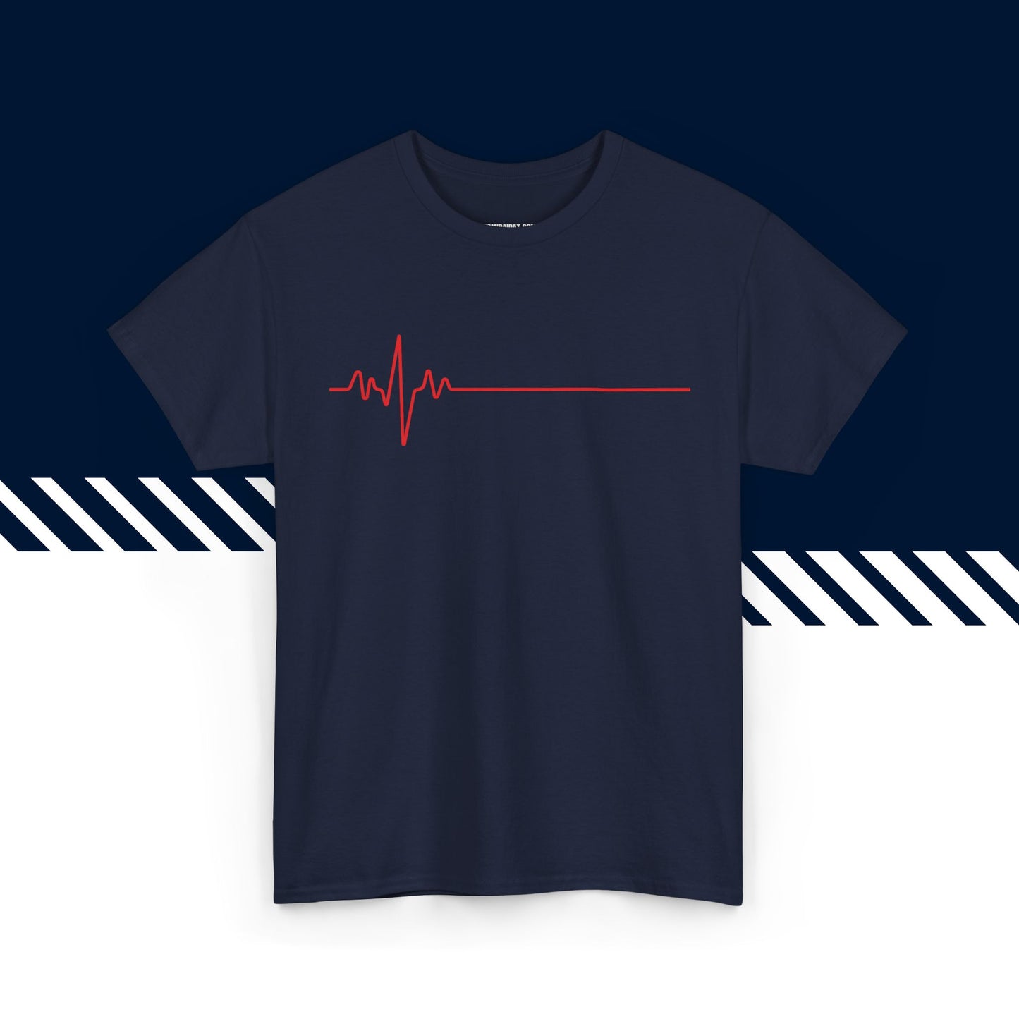 Tummansininen puuvillainen t-paita, hauskat teksti paidat, Sydänkäyrä-kuvio, unisex-malli.