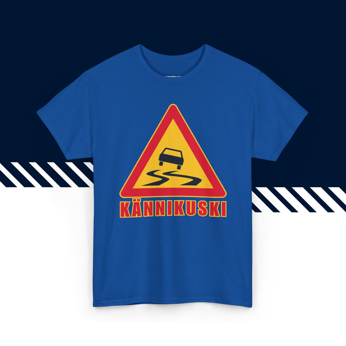 Sininen 100% puuvillainen suomi paidat, Kännikuski-tekstipainatus, rento malli.