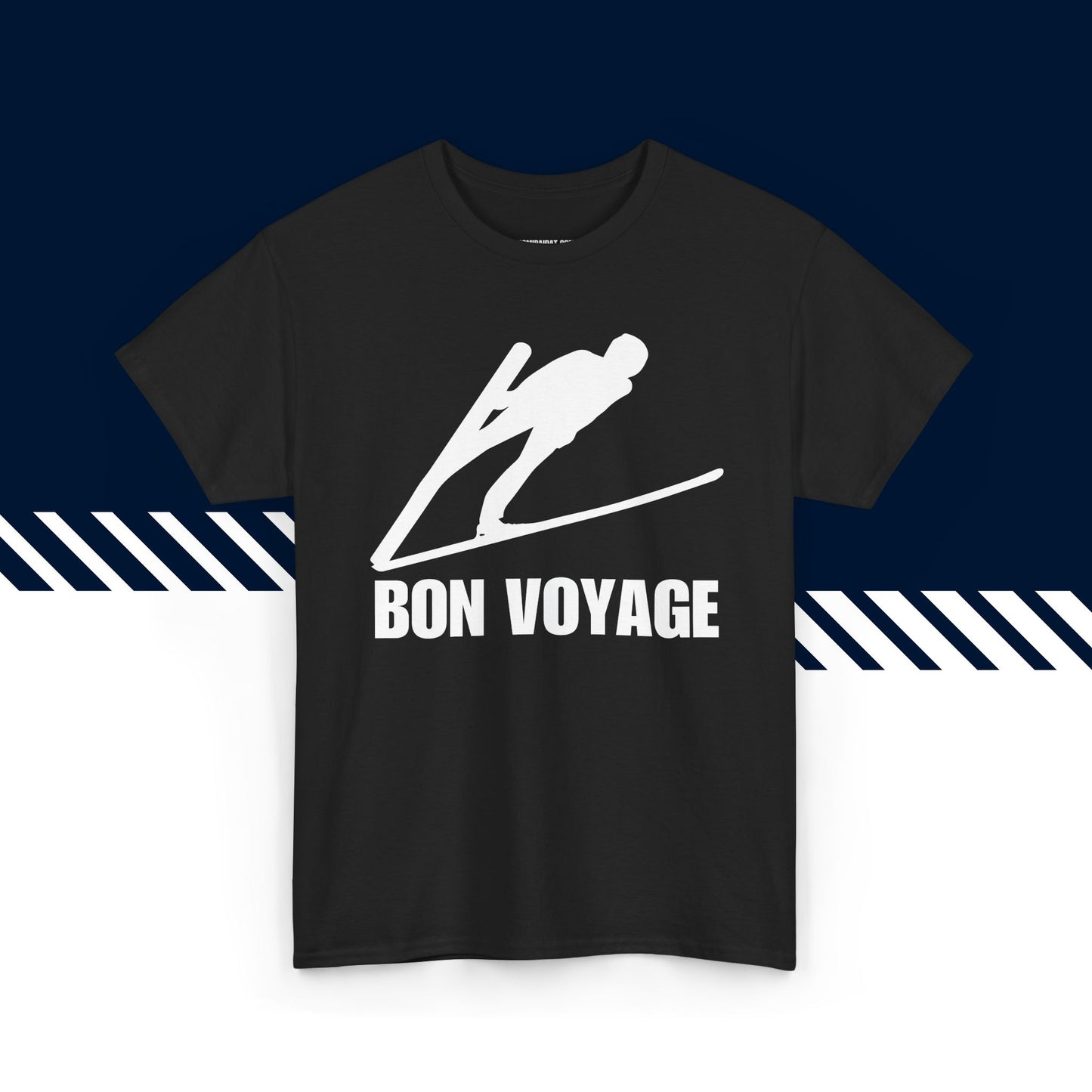 Musta 100% puuvillainen suomi paita, Bon Voyage -tekstipainatus, hauskat t-paidat.