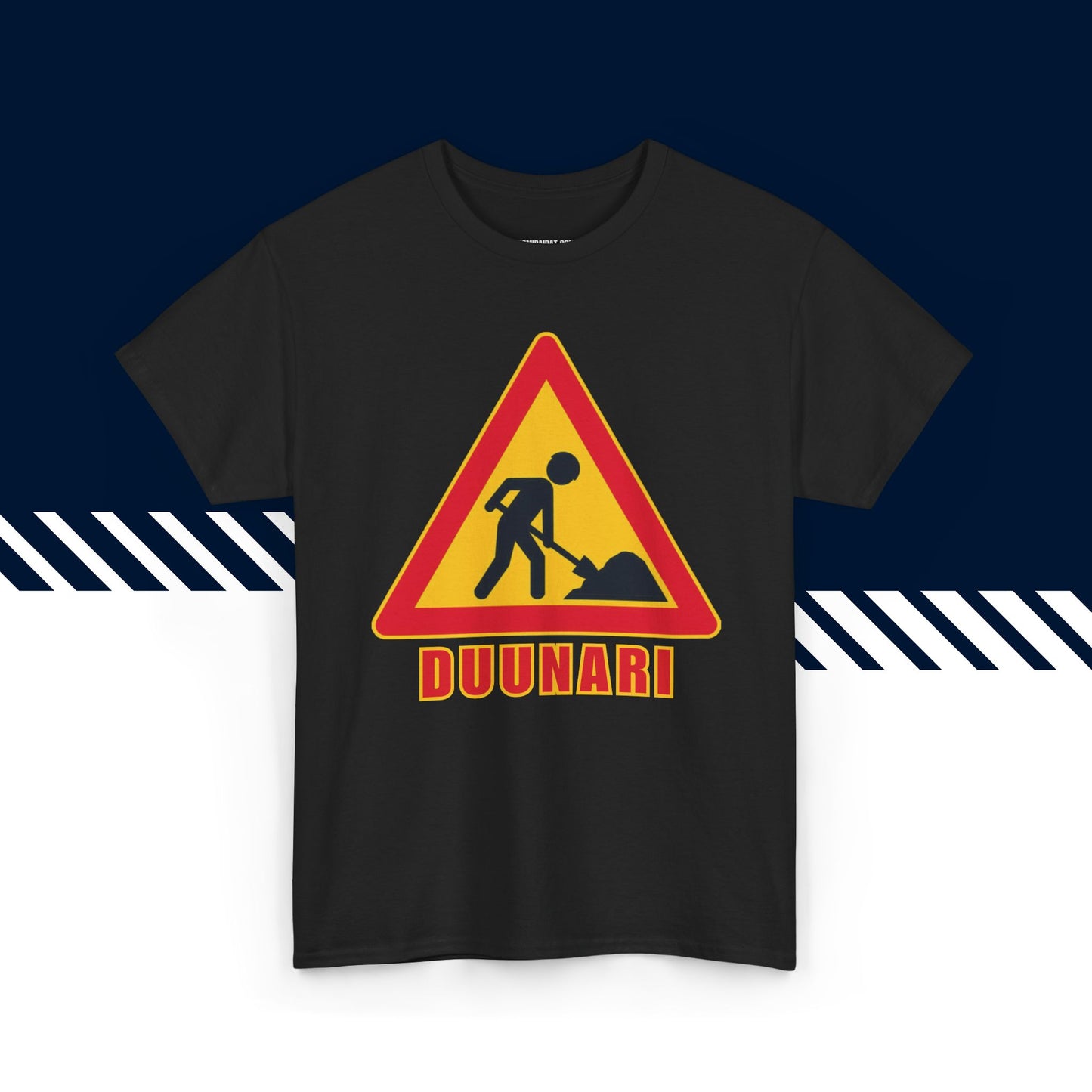 Musta 100% puuvillainen suomi paidat, Duunari-tekstipainatus, rento malli.