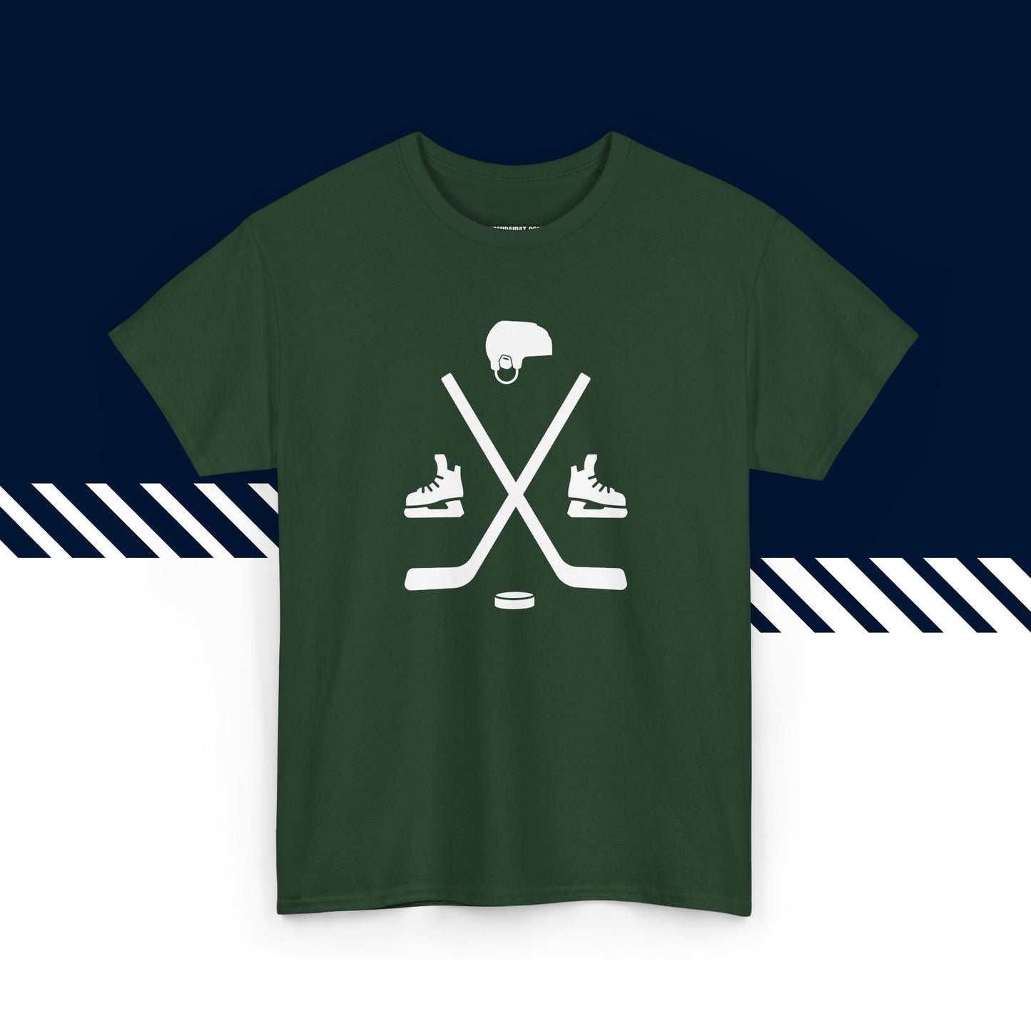 Tummanvihreä puuvillainen t-paita, hauskat teksti paidat, Lätkämafia-tekstipainatus, unisex-malli.