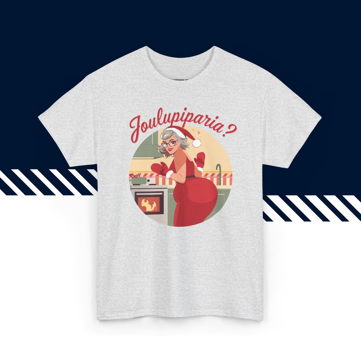 Harmaa t-paita, hauskat paidat, Joulupiparia-tekstipainatus, rento malli, unisex.