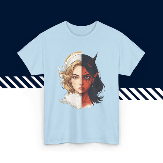 Vaaleansininen 100% puuvillainen t-paita, hauskat paidat, Fiftyfifty-tekstipainatus, unisex-malli.