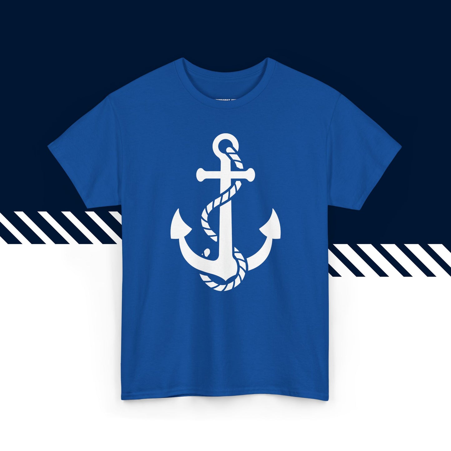 Sininen 100% puuvillainen suomi paidat, Ankkuri-kuvio, rento malli.