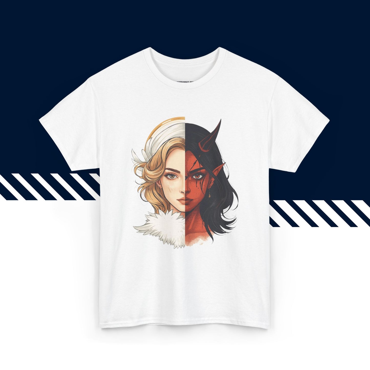 Valkoinen 100% puuvillainen t-paita, hauskat paidat, Fiftyfifty-tekstipainatus, unisex-malli.