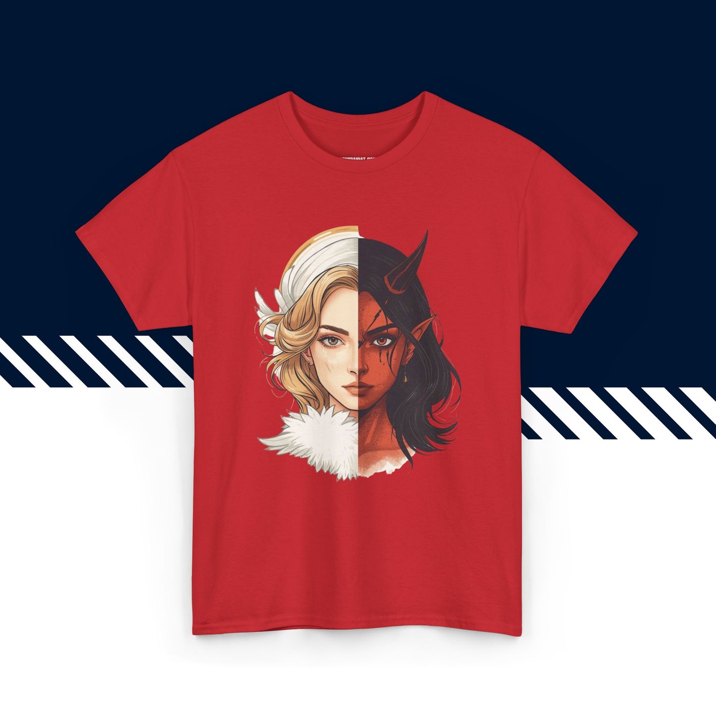 Punainen puuvillainen t-paita, hauskat paidat, Fiftyfifty-tekstipainatus, unisex-malli.