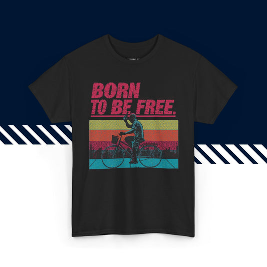 Musta 100% puuvillainen t-paita, hauskat paidat, Born to be free -tekstipainatus, unisex.
