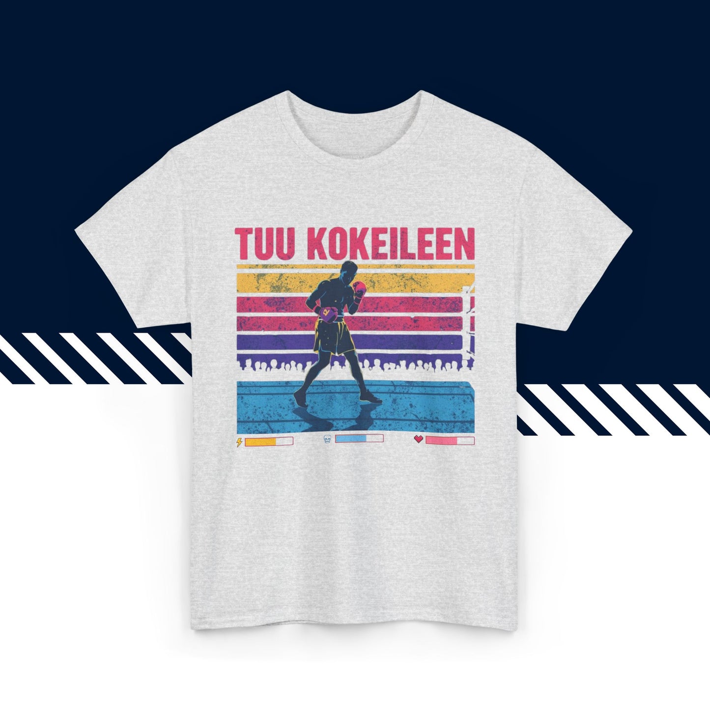 Harmaa t-paita, hauskat paidat, Tuu kokeileen -tekstipainatus, rento malli, unisex.