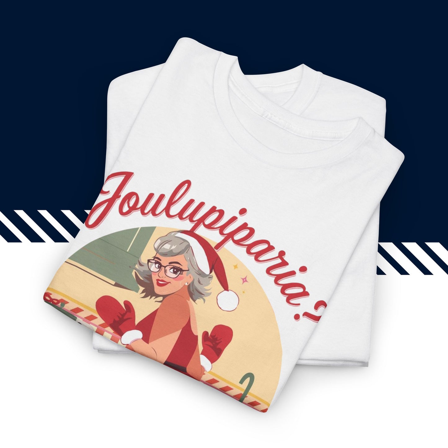 Valkoinen puuvillainen hauskat paidat Joulupiparia t-paita, taitettuna, 100% puuvilla.