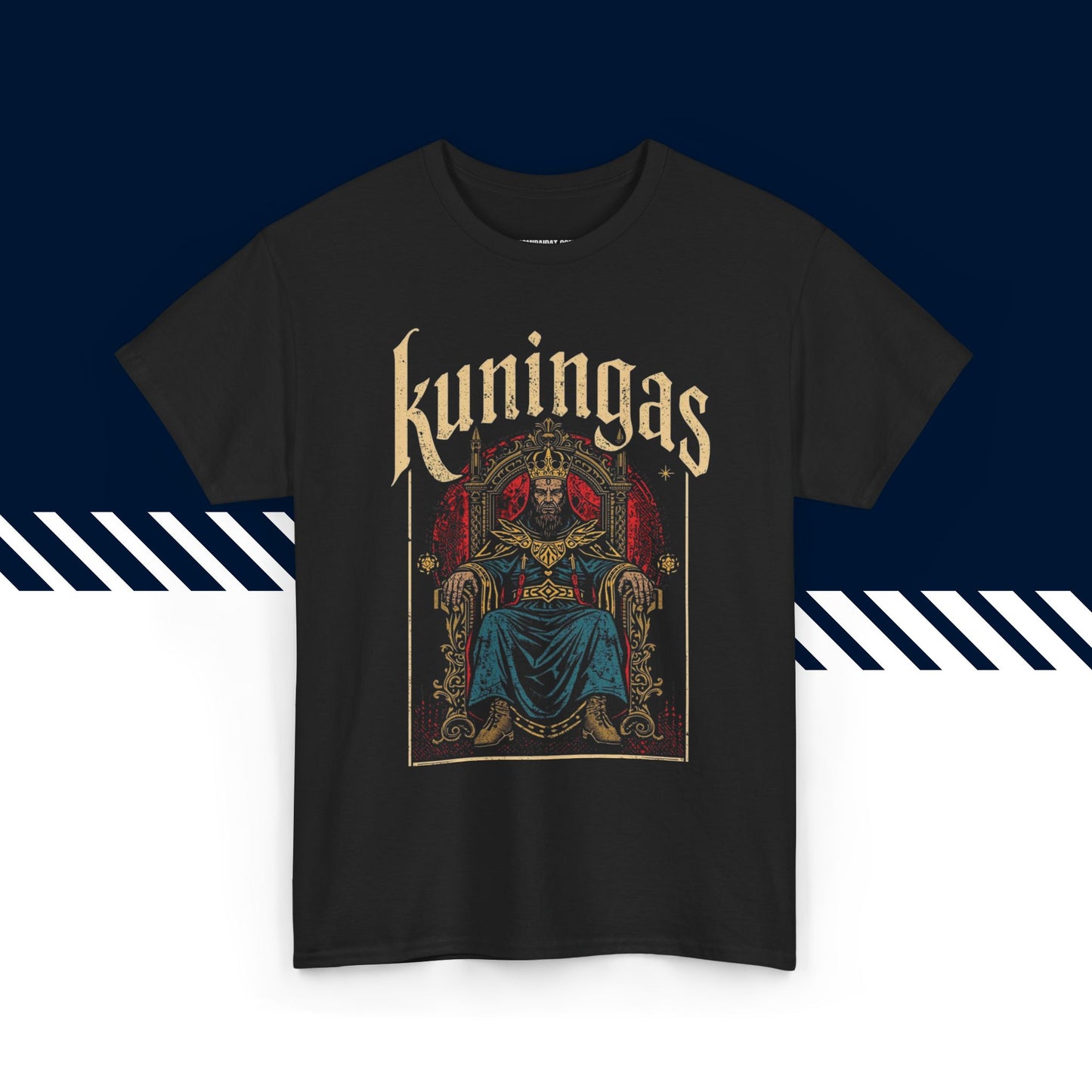 Musta puuvillainen t-paita, hauskat paidat, suomipaidat.comin Suomipaidat-tekstipainatus, unisex-malli.