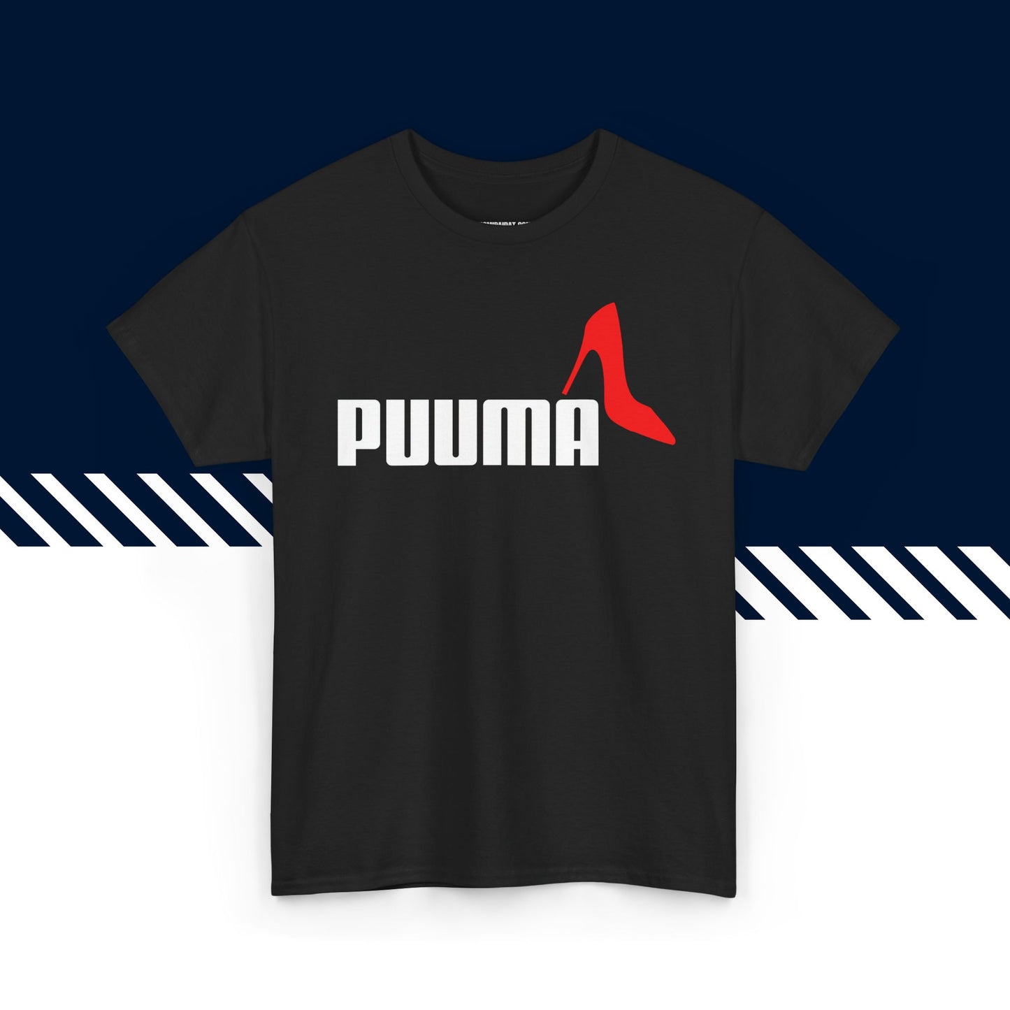 Musta 100% puuvillainen suomi paidat, Puuma-kuvio, rento malli.