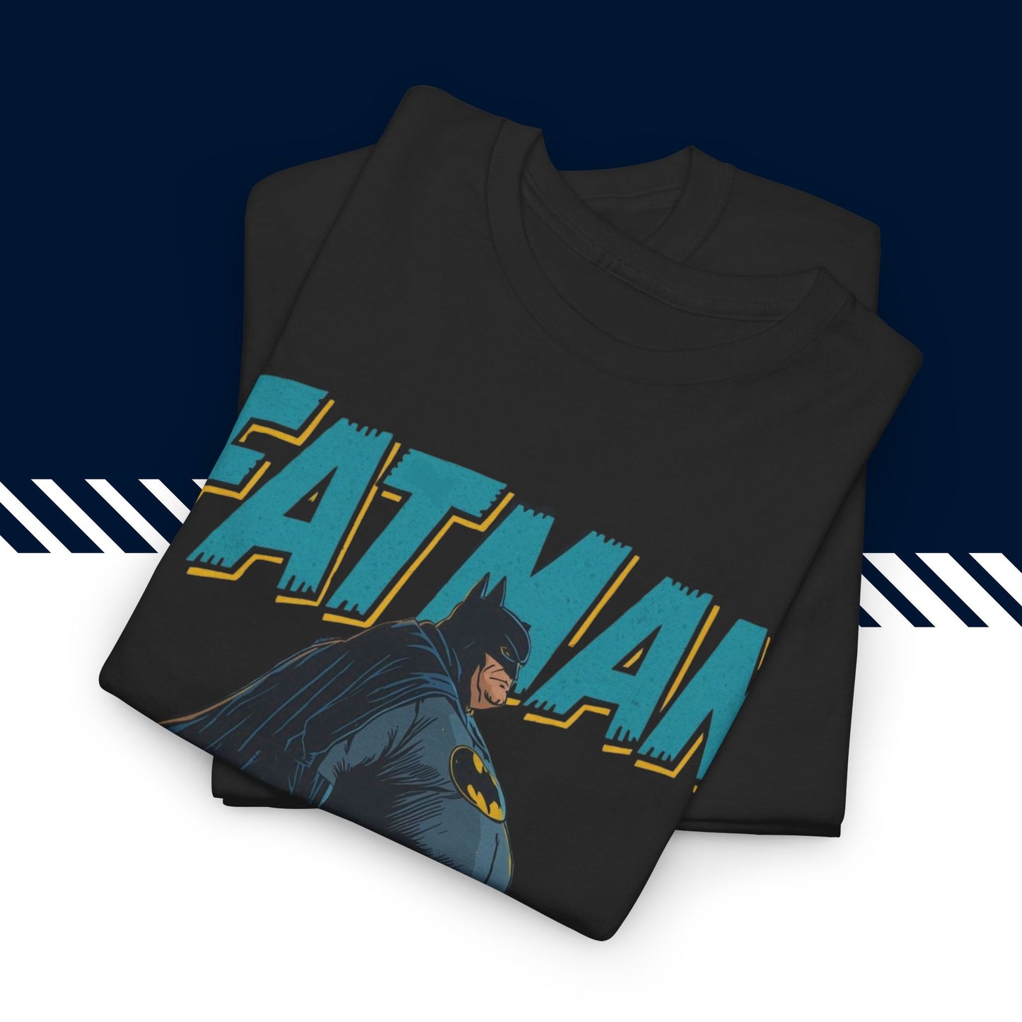 Musta puuvillainen hauskat paidat Fatman t-paita, taitettuna, 100% puuvilla, unisex.