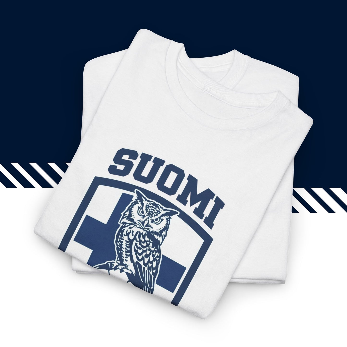 Valkoinen puuvillainen t paidat hauskat tekstit, Suomifutis t-paita, taitettuna, 100% puuvilla.