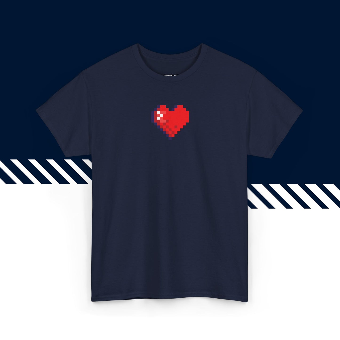 Tummansininen 100% puuvillainen suomi paidat, Pikselisydän-kuvio, rento malli.