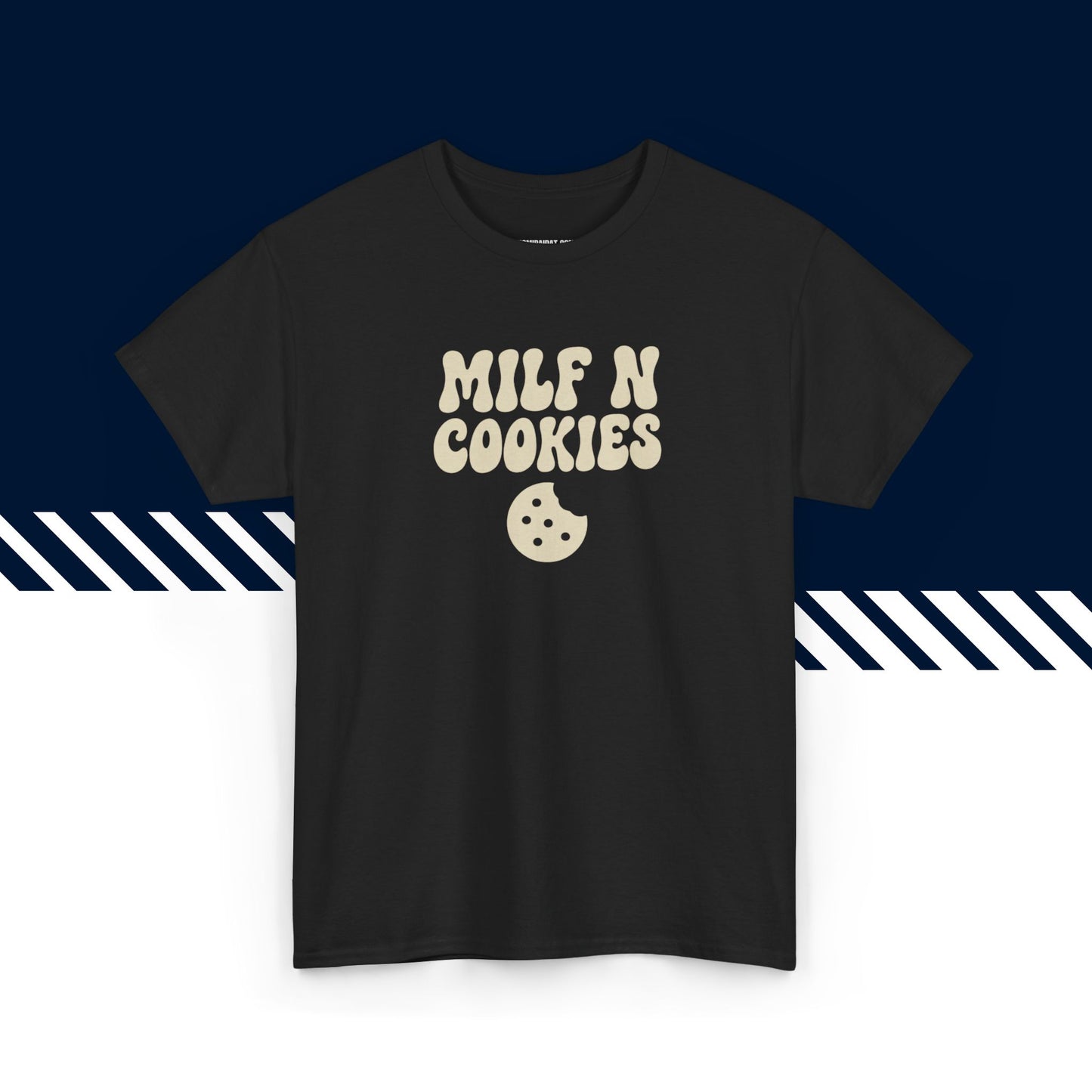 Musta 100% puuvillainen suomi paidat, MILF N COOKIES -tekstipainatus, rento malli.