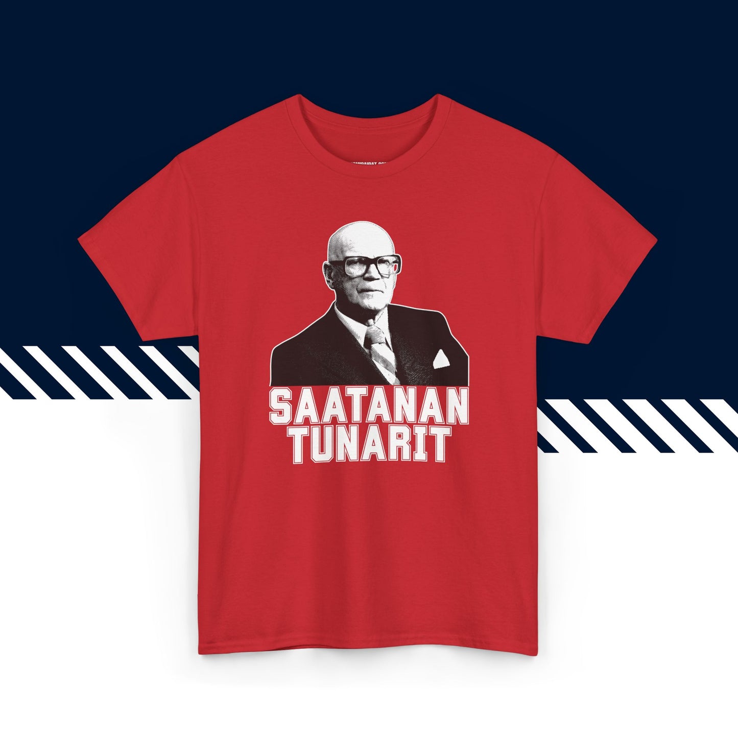 Punainen puuvillainen t-paita, hauskat printtipaidat, Saatanan tunarit -tekstipainatus, unisex-malli.
