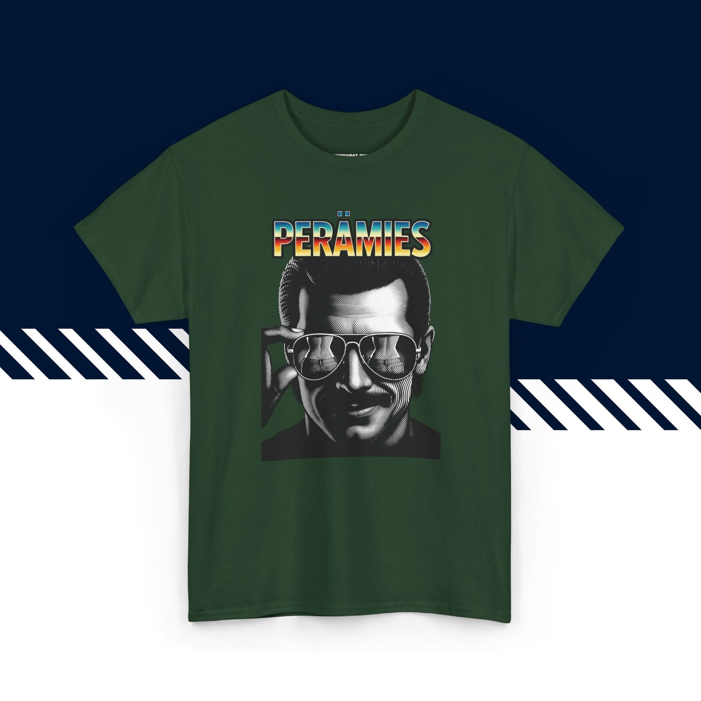 Tummanvihreä 100% puuvillainen suomi paidat, Perämies-tekstipainatus, miesten hauskat paidat.
