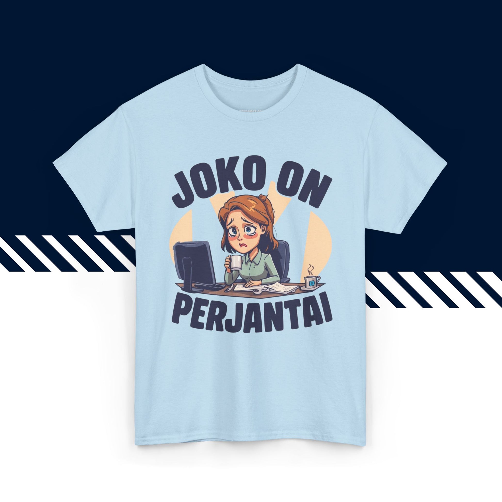 Vaaleansininen puuvillainen t-paita naisille, hauskat paidat, Joko on perjantai -tekstipainatus.