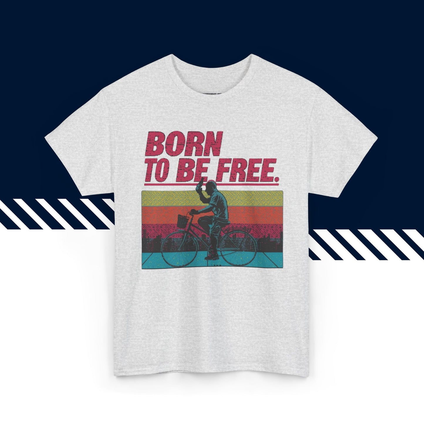 Harmaa t-paita, hauskat paidat, Born to be free -tekstipainatus, rento malli, unisex.