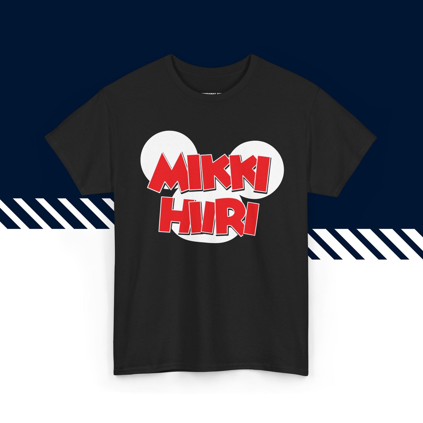 Musta 100% puuvillainen suomi paita, Mikki Hiiri -teksti ja kuvio, hauskat t-paidat.