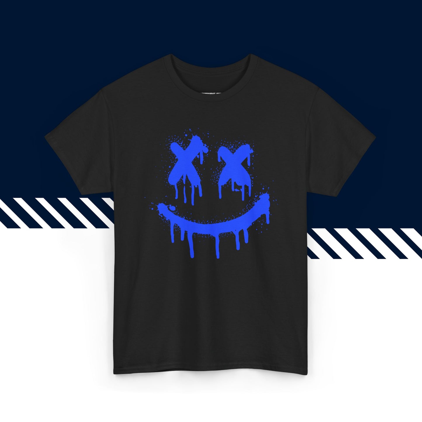 Musta 100% puuvillainen suomi paita, Spray Smiley -kuvio, hauskat t-paidat.
