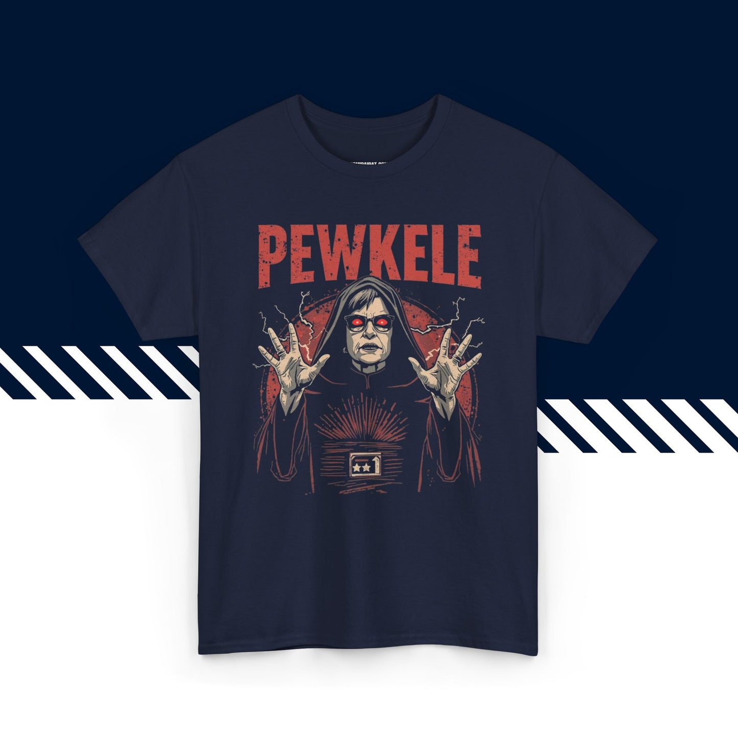 Tummansininen 100% puuvillainen t-paita, hauskat paidat, Pewkele-tekstipainatus, rento malli.