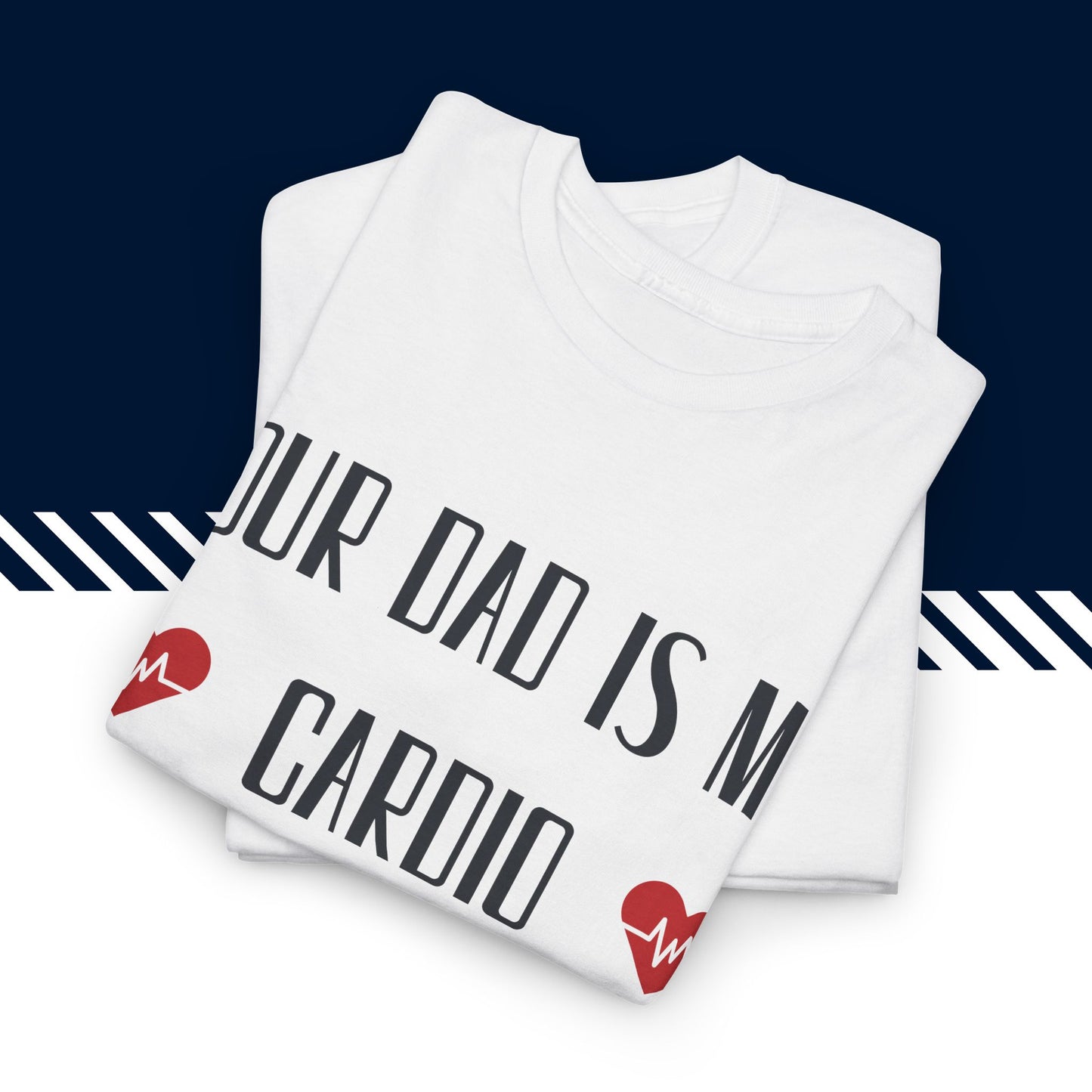 Valkoinen puuvillainen t paidat hauskat tekstit, Your Dad t-paita, taitettuna, 100% puuvilla.