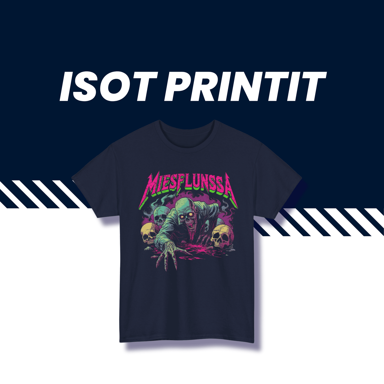 Suomipaidat.comin hauskat printtipaidat, isot graafiset kuviot, unisex-mallit, näyttävät suomi paidat.