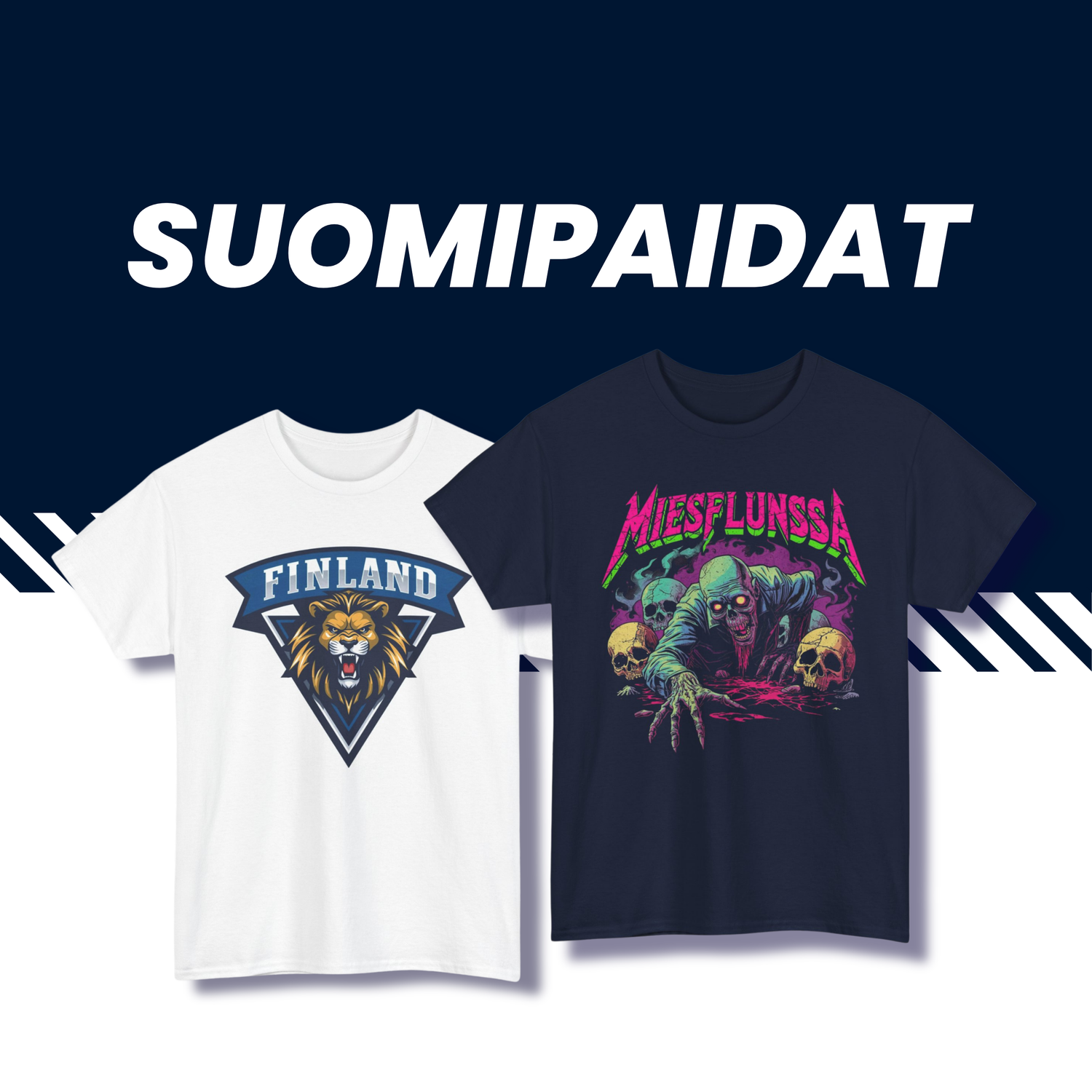 Suomipaidat.comin kaikki suomi paidat, hauskat printtipaidat ja tekstit, unisex-mallit.