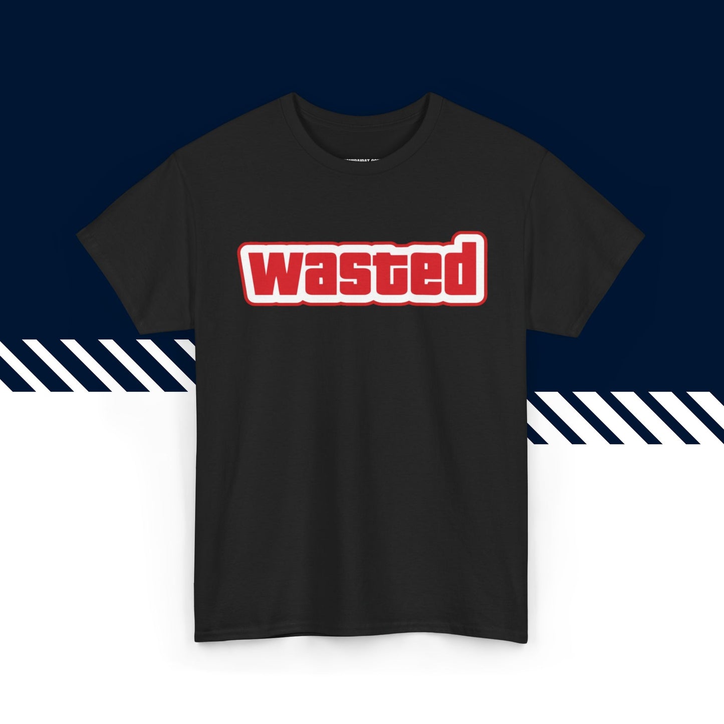 Musta 100% puuvillainen suomi paita, Wasted-tekstipainatus, hauskat t-paidat.