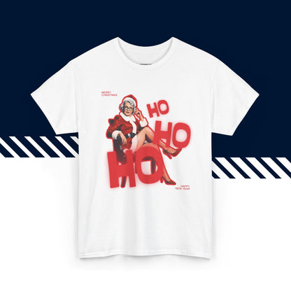 Valkoinen 100% puuvillainen hauskat paidat, suomi t-paidat, suomipaidat.comin Ho Ho Ho -jouluteksti, unisex-malli, joulu lahja idea.