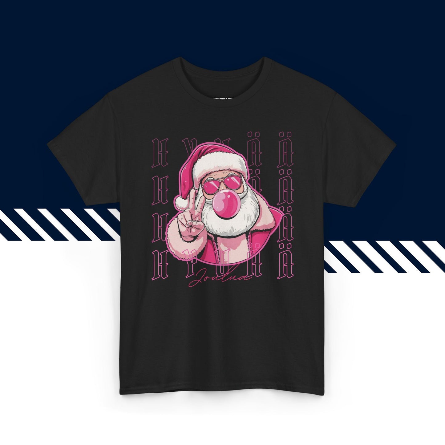 Musta 100% puuvillainen hauskat paidat, suomi t-paidat, suomipaidat.comin Pinkki pukki -teksti ja kuvio, unisex-malli, joulu lahja idea.