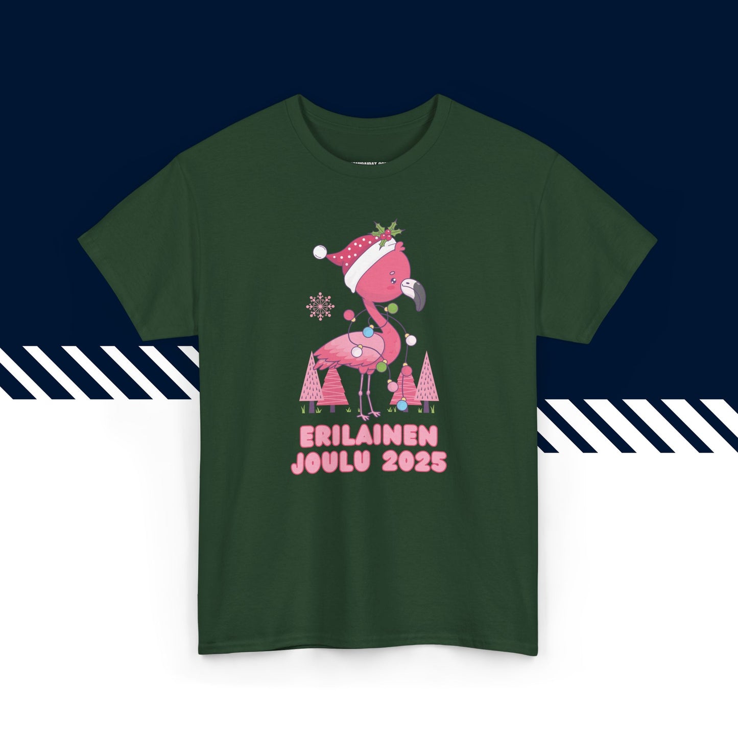 Tummanvihreä 100% puuvillainen suomi paita, hauskat printtipaidat, Erilainen joulu -teksti, unisex-malli.