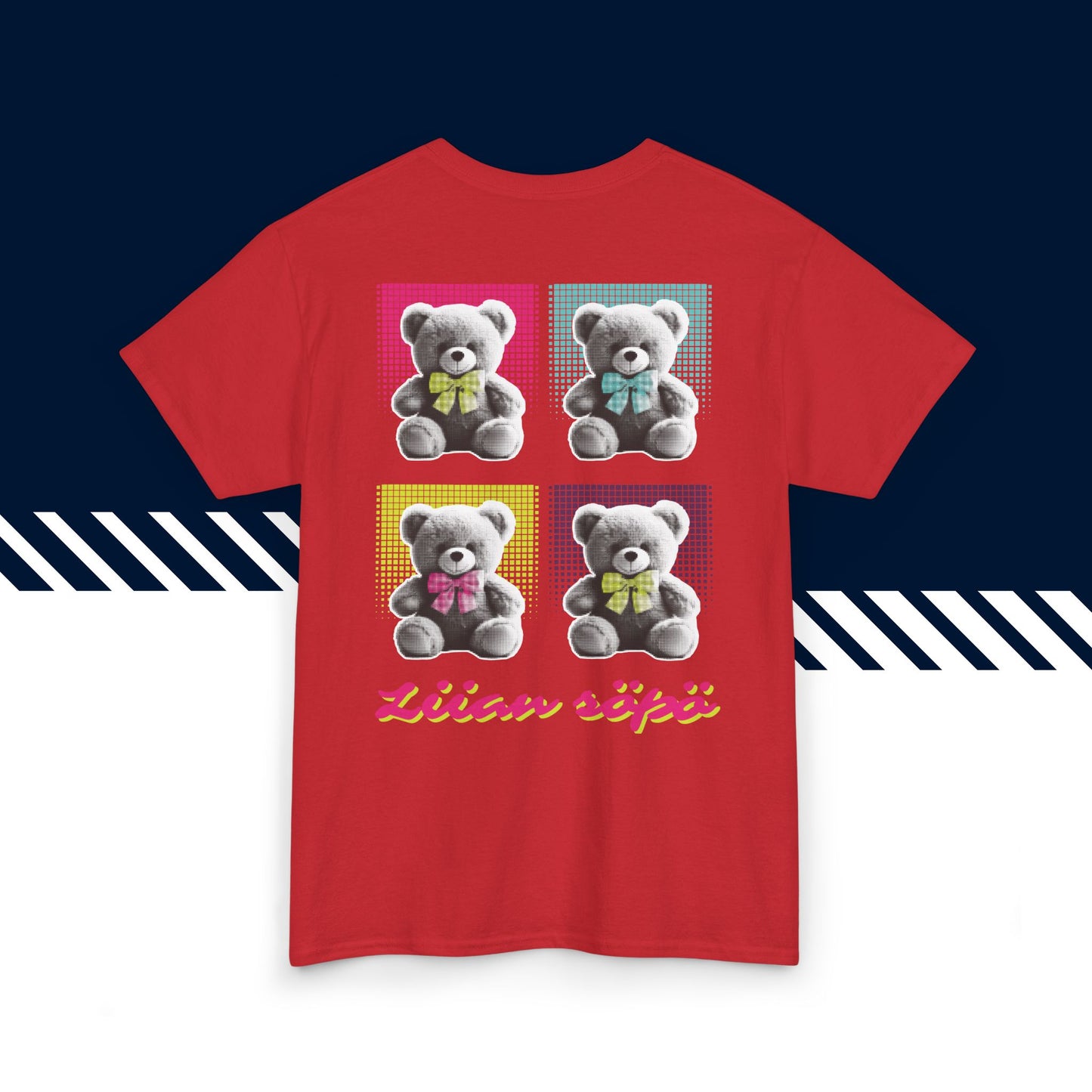 Punainen 100% puuvillainen hauskat t-paidat, t paidat hauskat tekstit, Liian söpö -selkäkuvio, unisex-malli.