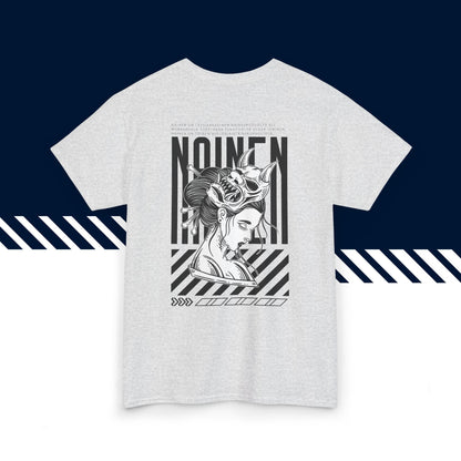 Harmaa hauskat t-paidat, hauska paita, suomalainen katumuoti paita painatus, Nainen -selkäkuvio, naisten ja unisex-malli.