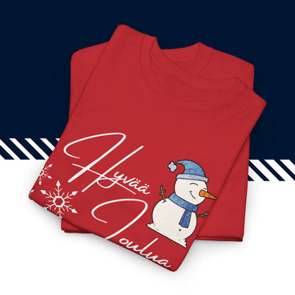 Punainen puuvillainen hauskat paidat, suomi t-paidat, Ho Ho Ho t-paita taitettuna, 100% puuvilla, unisex-malli.