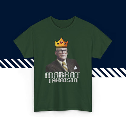 Tummanvihreä puuvillainen t-paita, hauskat teksti paidat, Pikselikekkonen-tekstipainatus, unisex-malli.