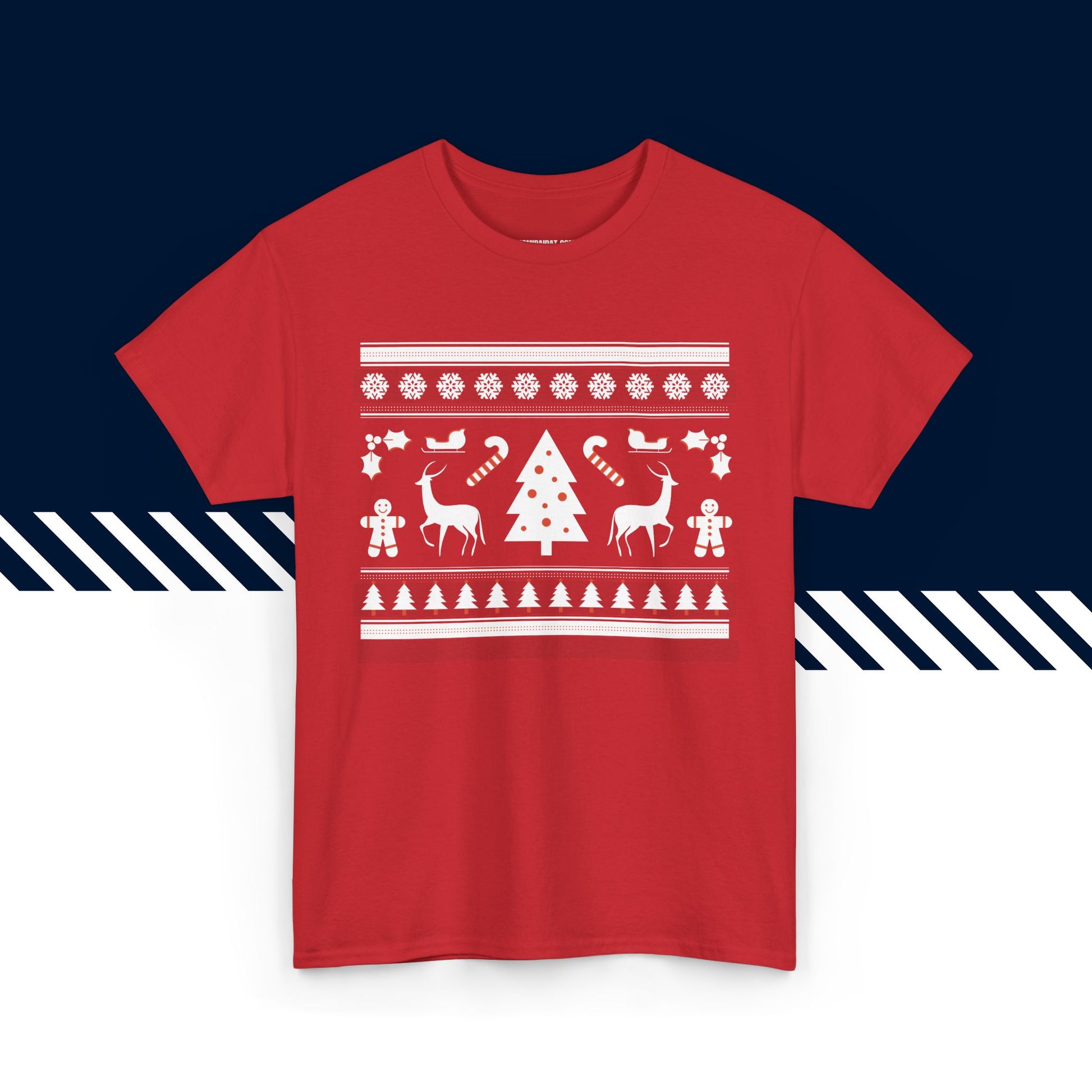 Punainen 100% puuvillainen hauskat paidat, suomi t-paidat, suomipaidat.comin Jouluprintti -joulukuvio, unisex-malli, joulu lahja idea.